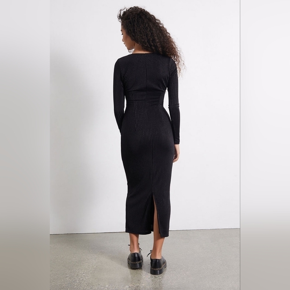MinkPink Leila Dress Black Sz Large Cutout Longsleeve Whimsigoth Romantic Sexy - Picture 3 of 11